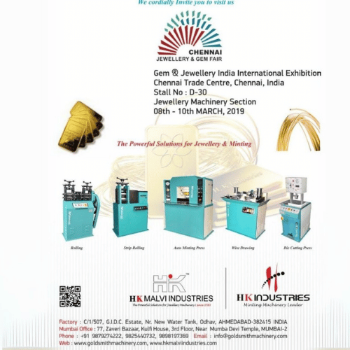 hk malvi industries participate gem and jewellery india international exhibition chennaitrade center in 2019