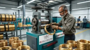  engineer operating gold rolling machine