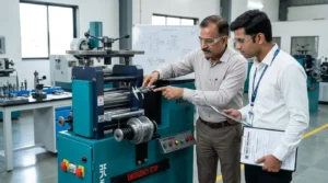 engineers discussion on machine