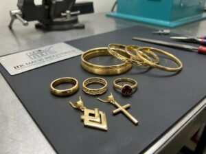 gold jewellery in workshop