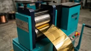 gold sheet rolling machine working