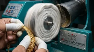 polishing of gold necklace