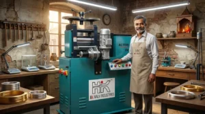 owner is standing with machine