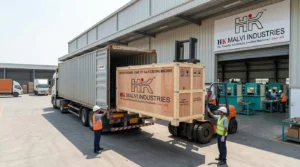 truck loaded with casting machine