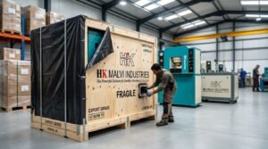 wooden shipping crate in warehouse