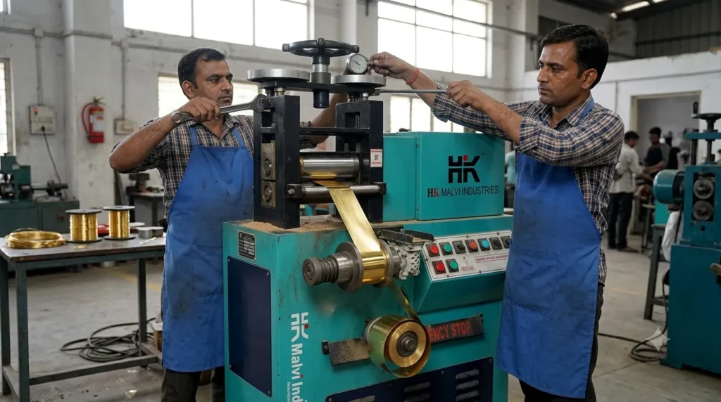 Indian engineer using gold rolling machine By HK Malvi