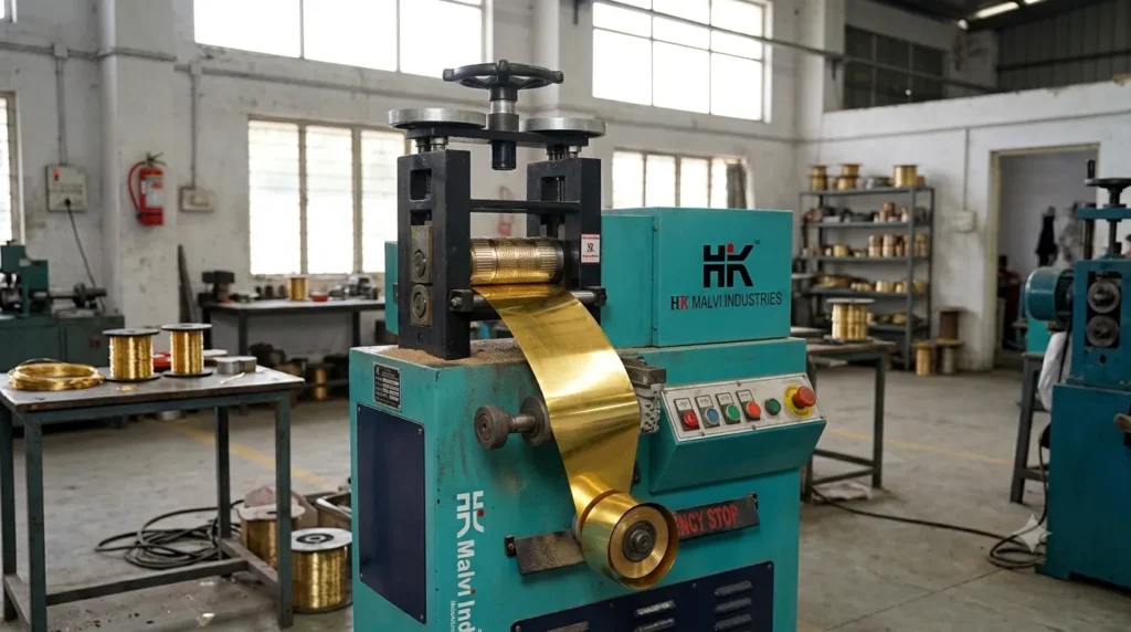 Gold sheet rolling through machine